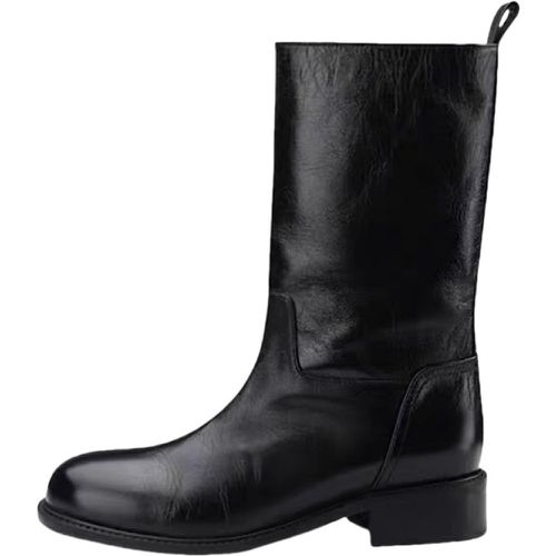 Women's Flat Ankle Boots Round Toe Booties - milanoo.com - Modalova