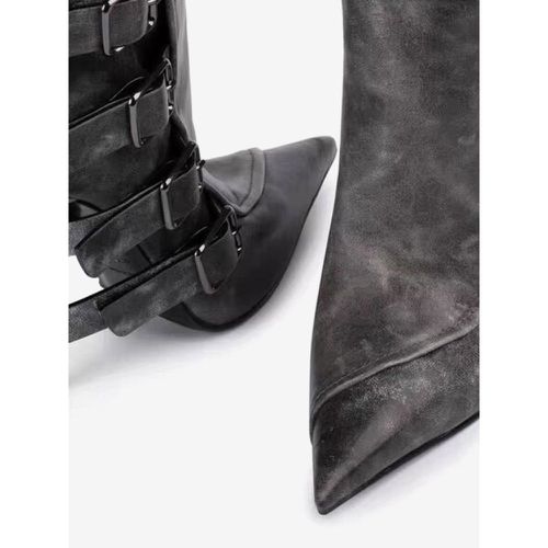 High Heel Ankle Boots Pointed Toe Buckle Detail Booties - milanoo.com - Modalova