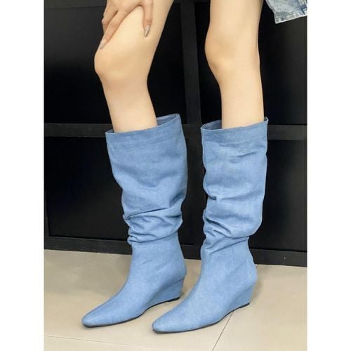 Knee High Boots Women's Wedge Slouch Boots - milanoo.com - Modalova