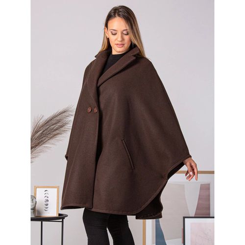 Women Poncho Turndown Collar Poncho Oversized Buttons Cape - milanoo.com - Modalova