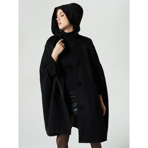 Women Poncho Hooded Poncho Oversized Buttons Cape - milanoo.com - Modalova