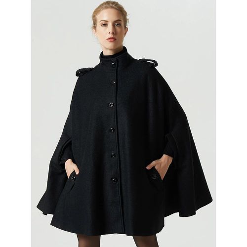 Women Poncho Hooded Poncho Oversized Buttons Cape - milanoo.com - Modalova