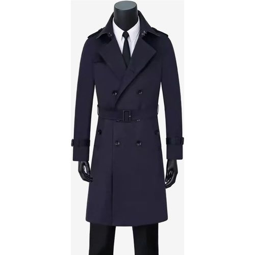 Men's Double-Breasted Coats Mid-Length Slim Coats British Style Windbreakers - milanoo.com - Modalova