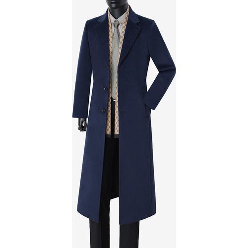 Men's Long Suit Coats Turn Down Collar Slim Fit Long Sleeve Single Breasted Overcoats - milanoo.com - Modalova