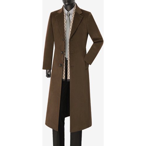 Men's Long Suit Coats Turn Down Collar Slim Fit Long Sleeve Single Breasted Overcoats - milanoo.com - Modalova