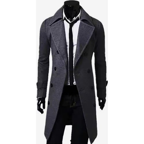 Men's Suit Double Breasted Turn-Down Collar Chic Slim Fit Maxi Coat - milanoo.com - Modalova