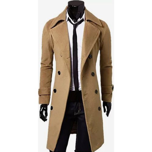 Men's Suit Double Breasted Turn-Down Collar Chic Slim Fit Maxi Coat - milanoo.com - Modalova