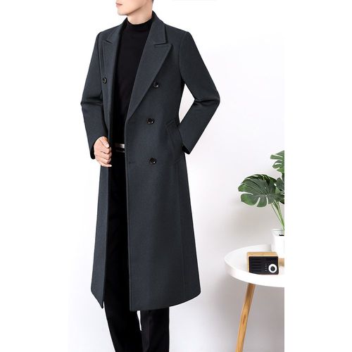 Men's Suit Coats Double Breasted Turn-Down Collar Casual Black Coats - milanoo.com - Modalova