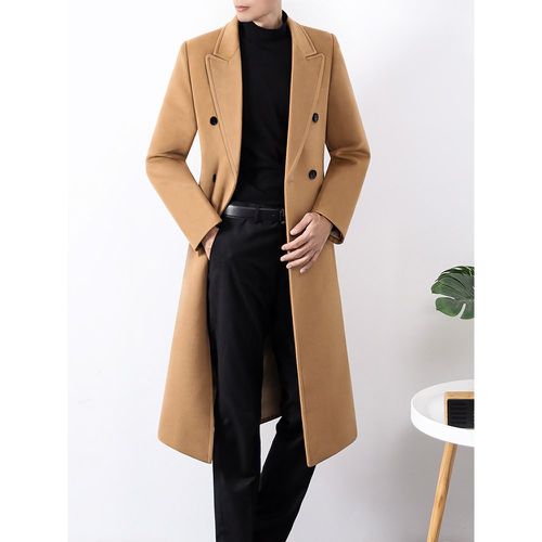 Men's Suit Coats Double Breasted Turn-Down Collar Casual Black Coats - milanoo.com - Modalova