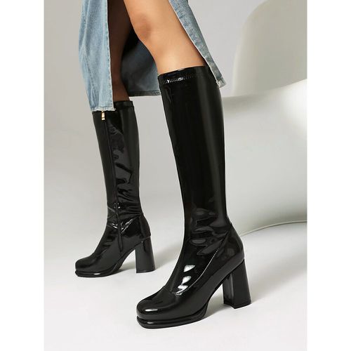 PU Leather Round Toe Chunky Heel Mid Calf Boots For Women Boots - milanoo.com - Modalova