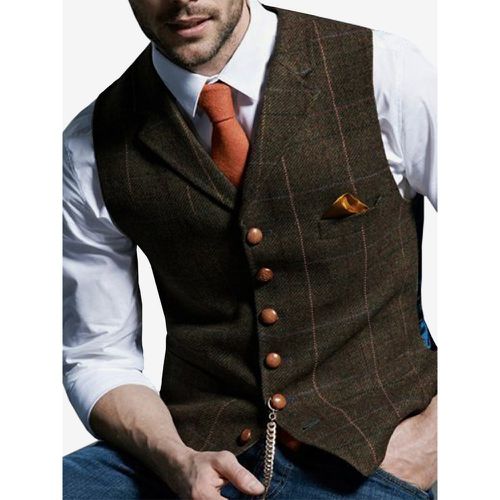 Men's Suit Vest Men's Casual Vest Groom and Groomsmen Slim Vest - milanoo.com - Modalova