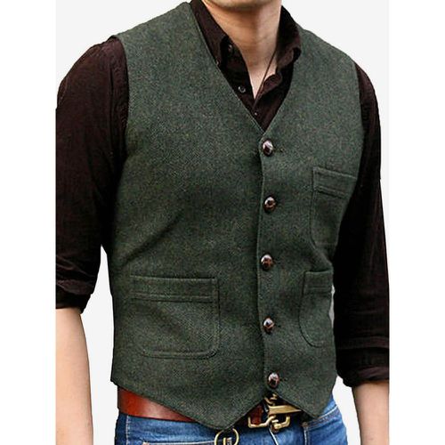 Men's Vest V-Neck Wedding Dress Vest Men's Suit Vest - milanoo.com - Modalova