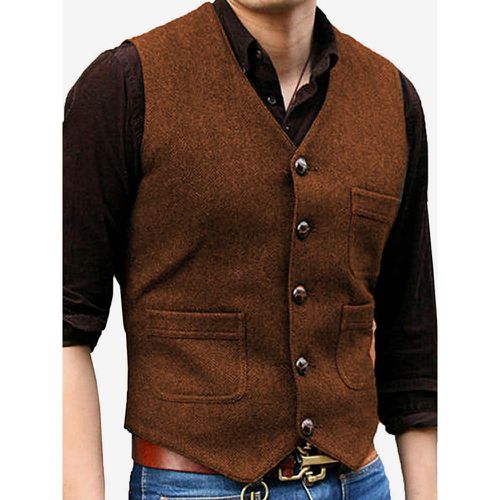 Men's Vest V-Neck Wedding Dress Vest Men's Suit Vest - milanoo.com - Modalova