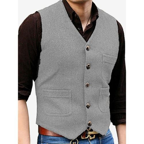 Men's Vest V-Neck Wedding Dress Vest Men's Suit Vest - milanoo.com - Modalova