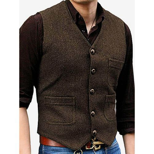 Men's Vest V-Neck Wedding Dress Vest Men's Suit Vest - milanoo.com - Modalova