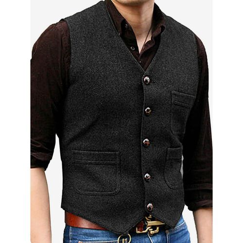 Men's Vest V-Neck Wedding Dress Vest Men's Suit Vest - milanoo.com - Modalova