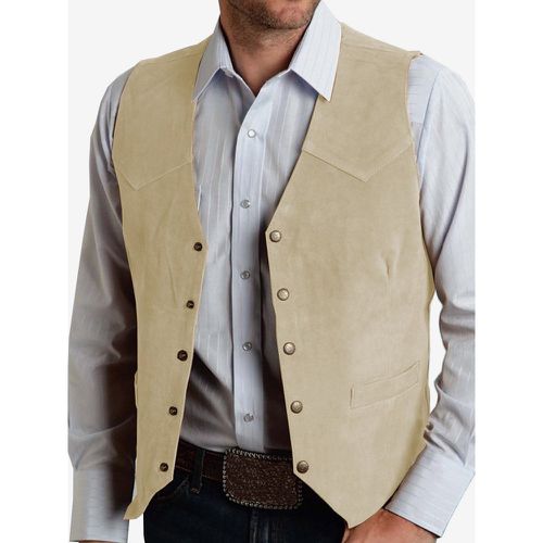 Men's Suit Vest Metal Buckle Suede Vest Business Slim Fit Vest - milanoo.com - Modalova