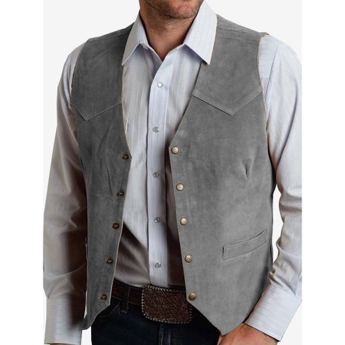 Men's Suit Vest Metal Buckle Suede Vest Business Slim Fit Vest - milanoo.com - Modalova