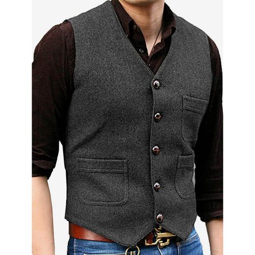 Men's Vest V-Neck Wedding Dress Vest Men's Suit Vest - milanoo.com - Modalova