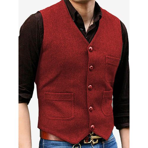 Men's Vest V-Neck Wedding Dress Vest Men's Suit Vest - milanoo.com - Modalova