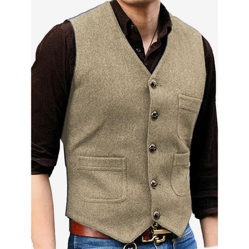 Men's Vest V-Neck Wedding Dress Vest Men's Suit Vest - milanoo.com - Modalova