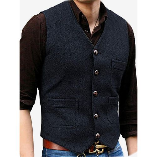 Men's Vest V-Neck Wedding Dress Vest Men's Suit Vest - milanoo.com - Modalova