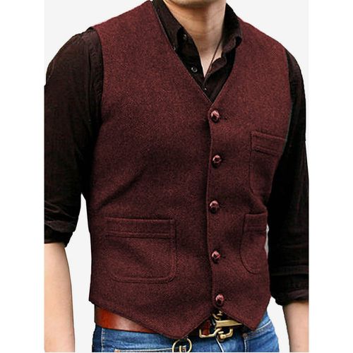 Men's Vest V-Neck Wedding Dress Vest Men's Suit Vest - milanoo.com - Modalova