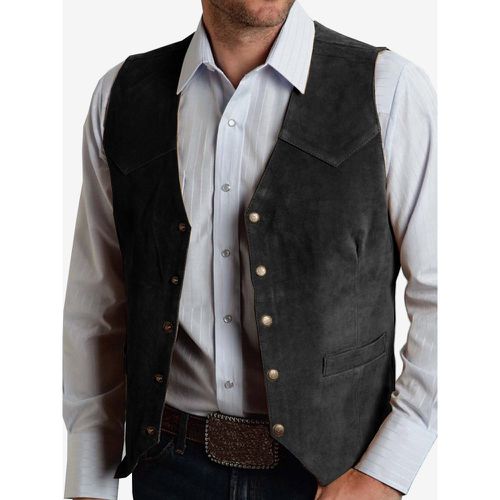 Men's Suit Vest Metal Buckle Suede Vest Business Slim Fit Vest - milanoo.com - Modalova