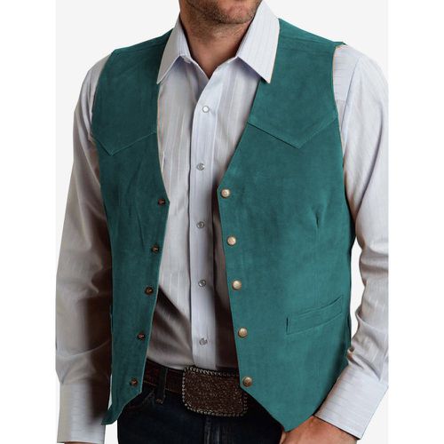 Men's Suit Vest Metal Buckle Suede Vest Business Slim Fit Vest - milanoo.com - Modalova