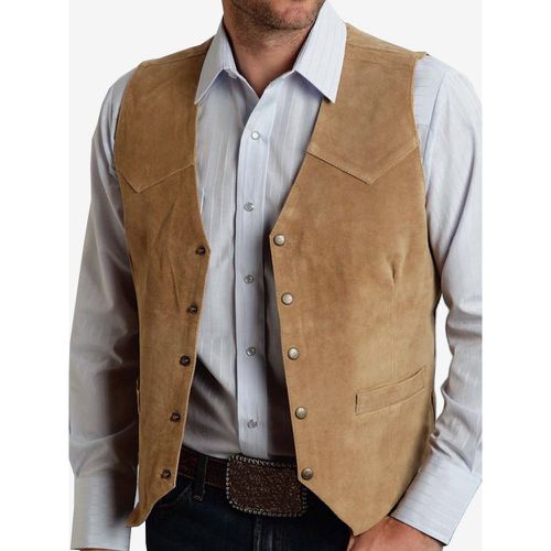 Men's Suit Vest Metal Buckle Suede Vest Business Slim Fit Vest - milanoo.com - Modalova