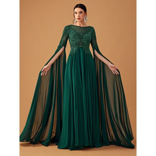 Evening Dress Ball Gown Jewel Neck Chiffon Floor-Length Beaded Social Pageant Dresses - milanoo.com - Modalova