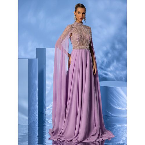 Evening Dress Ball Gown Jewel Neck With Train Sleeveless Zipper Beaded Chiffon Formal Dinner Dresses - milanoo.com - Modalova