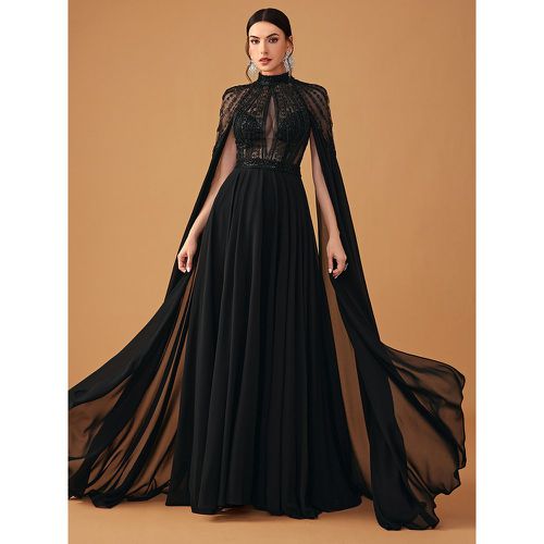 Evening Dress Ball Gown Jewel Neck With Train Sleeveless Zipper Beaded Chiffon Formal Dinner Dresses - milanoo.com - Modalova