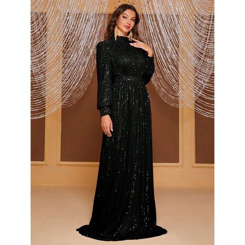 Evening Dress Ball Gown Jewel Neck Polyester With Train Sequins Social Party Dresses - milanoo.com - Modalova