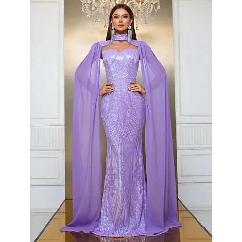 Evening Dress Ball Gown Designed Neckline Chiffon Floor-Length Sequins Social Party Dresses - milanoo.com - Modalova