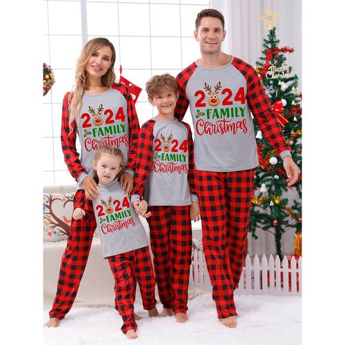 Family Christmas Pajamas Couple's Adult's Letter Plaid Christmas Pattern Top Pants - milanoo.com - Modalova