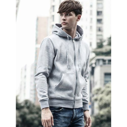 Men Hooded Cardigan Long-Sleeved Sweatshirt Jacket Plus Size Casual Trendy Thick Velvet Coat - milanoo.com - Modalova