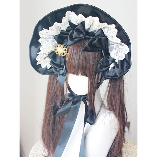 Gothic Lolita Hat Burgundy Ruffles Bows Accessory Polyester Lolita Accessories - milanoo.com - Modalova