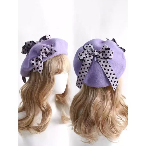 Sweet Lolita Hat Bows Accessory Polka Dot Color Block Polyester Burgundy Lolita Accessories - milanoo.com - Modalova