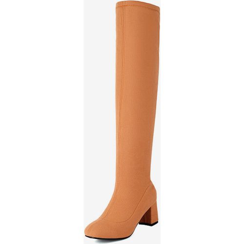 Over The Knee Boots Rose Women's Thigh High Boots Polyester Chunky Heel - milanoo.com - Modalova