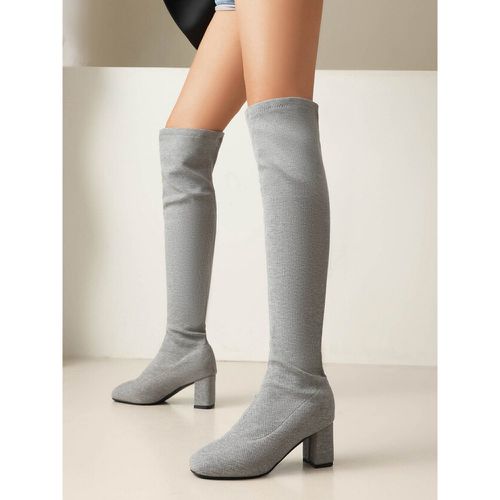 Over The Knee Boots Rose Women's Thigh High Boots Polyester Chunky Heel - milanoo.com - Modalova