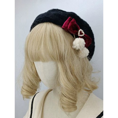 ROCOCO Style Lolita Hat Pink Pom Poms Bows Accessory Color Block Polyester Lolita Accessories - milanoo.com - Modalova