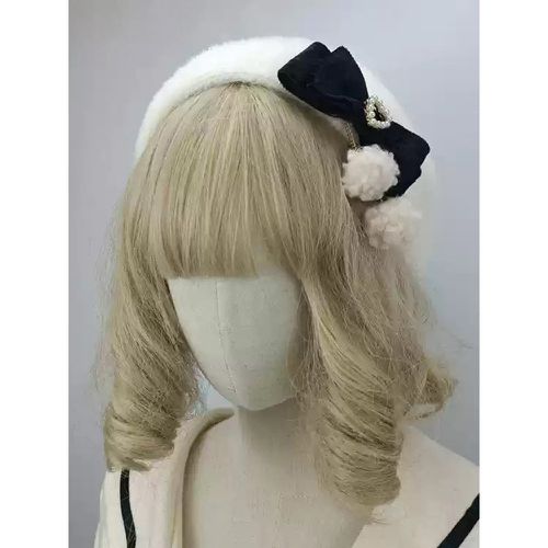 ROCOCO Style Lolita Hat Pink Pom Poms Bows Accessory Color Block Polyester Lolita Accessories - milanoo.com - Modalova