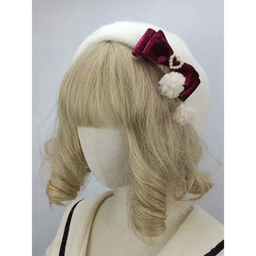 ROCOCO Style Lolita Hat Pink Pom Poms Bows Accessory Color Block Polyester Lolita Accessories - milanoo.com - Modalova