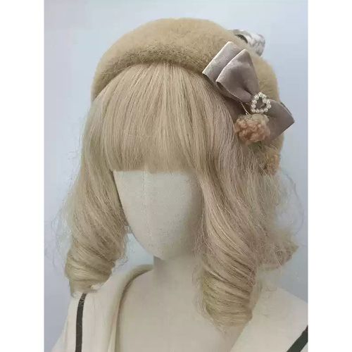 ROCOCO Style Lolita Hat Pink Pom Poms Bows Accessory Color Block Polyester Lolita Accessories - milanoo.com - Modalova