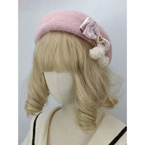 ROCOCO Style Lolita Hat Pom Poms Bows Accessory Color Block Polyester Lolita Accessories - milanoo.com - Modalova