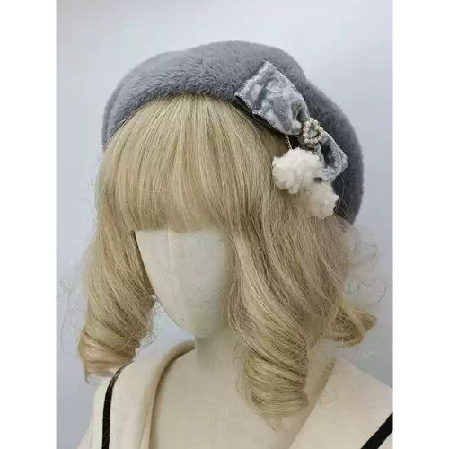 ROCOCO Style Lolita Hat Pink Pom Poms Bows Accessory Color Block Polyester Lolita Accessories - milanoo.com - Modalova