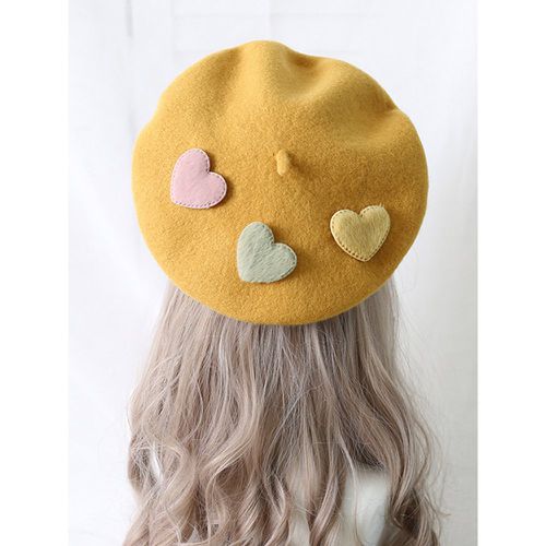 Sweet Lolita Hat Apricot Accessory Hearts Pattern Polyester Lolita Accessories - milanoo.com - Modalova