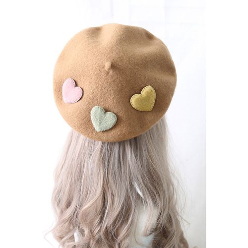 Sweet Lolita Hat Apricot Accessory Hearts Pattern Polyester Lolita Accessories - milanoo.com - Modalova