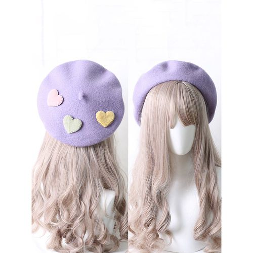 Sweet Lolita Hat Apricot Accessory Hearts Pattern Polyester Lolita Accessories - milanoo.com - Modalova